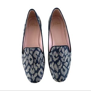 J. Crew Metallic Leopard Smoking Slippers